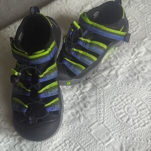 Keen Black and Blue Sport Sandals with Protective Toe